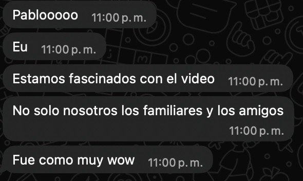 Mensaje real de una pareja fascinada con su video